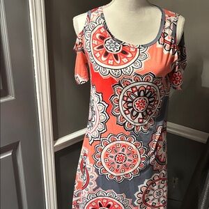 Vibrant Mandala Cold Shoulder Dress